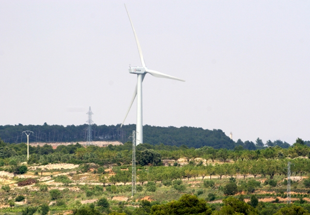 Parc eòlic de les Comes i torre d'evacuació a Vilalba dels Arcs